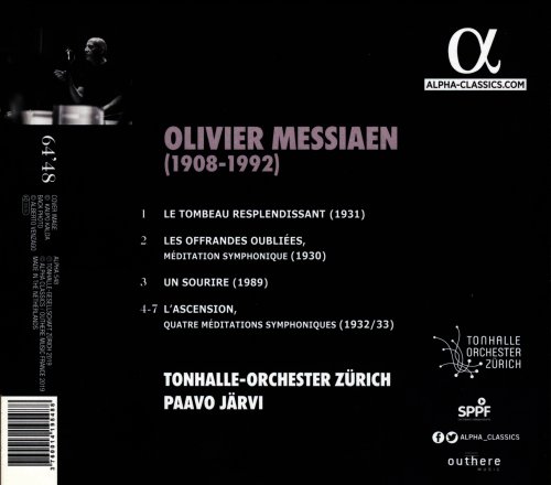 Tonhalle-Orchester Zürich, Paavo Järvi - Messiaen: L'Ascension, Le Tombeau resplendissant, Les Offrandes oubliées, Un sourire (2019) CD-Rip