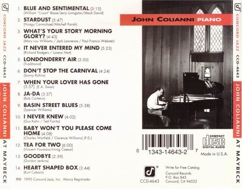 John Colianni - Live at Maybeck Recital Hall, Vol.37 (1995)