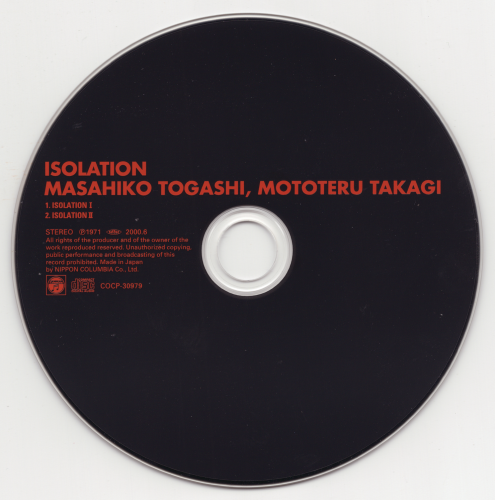 Masahiko Togashi & Mototeru Takagi - Isolation (2000 Japan Edition)