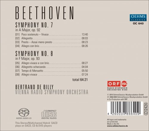 Vienna Radio Symphony Orchestra, Bertrand de Billy - Beethoven: Symphonies Nos. 7 & 8 (2010)