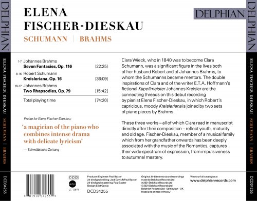 Elena Fischer-Dieskau - Schumann: Kreisleriana - Brahms: Two Rhapsodies, Seven Fantasies (2021) [Hi-Res]