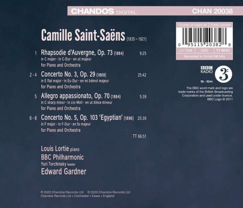 Louis Lortie, BBC Philharmonic Orchestra & Edward Gardner - Saint-Saëns: Piano Concertos Nos. 3, 5 & Other Works (2020) CD-Rip