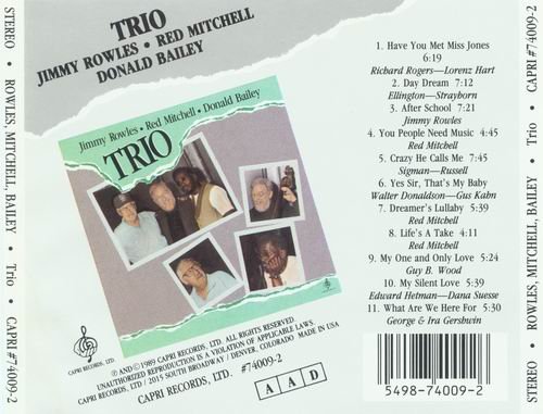 Jimmy Rowles, Red Mitchell, Donald Bailey - Trio (1989)