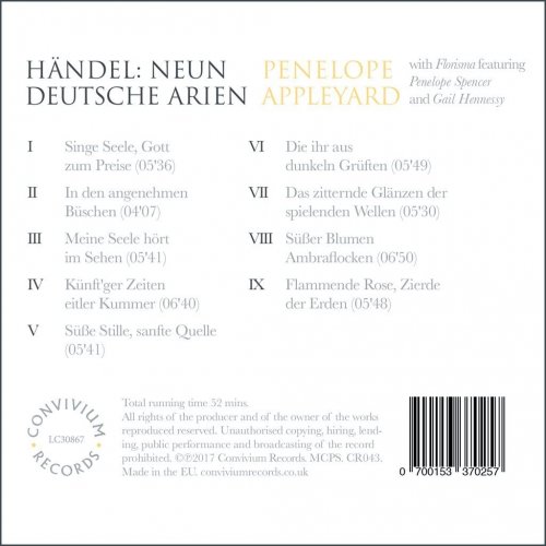 Penelope Appleyard, Florisma - Haandel: 9 Deutsche Arien (2017) [Hi-Res]