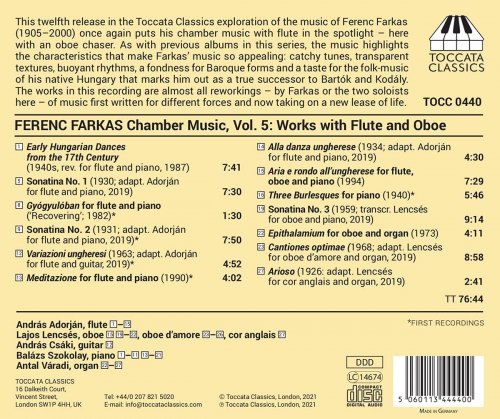 András Adorján, Balázs Szokolay, András Csáki, Lajos Lencsés, Antal Váradi - Farkas: Chamber Music, Vol. 5 - Works with Flute & Oboe (2021) [Hi-Res]