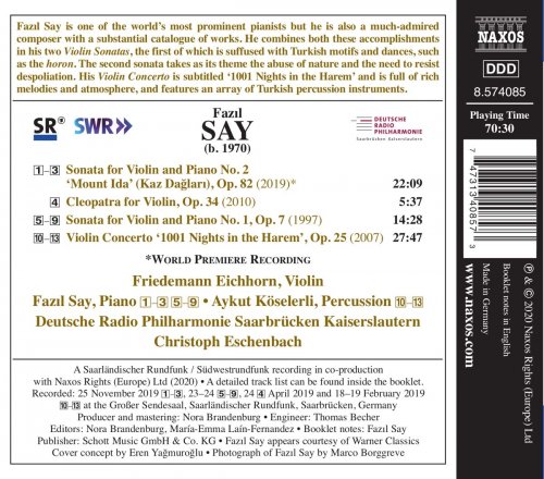 Fazıl Say, Friedemann Eichhorn, Deutsche Radio Philharmonie & Christoph Eschenbach - Fazil Say: Violin Works (2020) CD-Rip