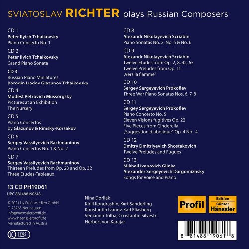 Moscow Youth Symphony Orchestra, Leningrad Philharmonic Orchestra, Brno Radio Smphony Orchestra, National Radio Symphony Orchestra of Ukraine - Sviatolsav Richter plays Russian Composers (2021)