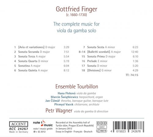 Petr Wagner, Ensemble Tourbillon - Gottfried Finger: The Complete Music for Viola da Gamba Solo (2012)