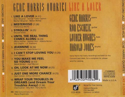 Gene Harris Quartet - Like A Lover (1992) CD Rip