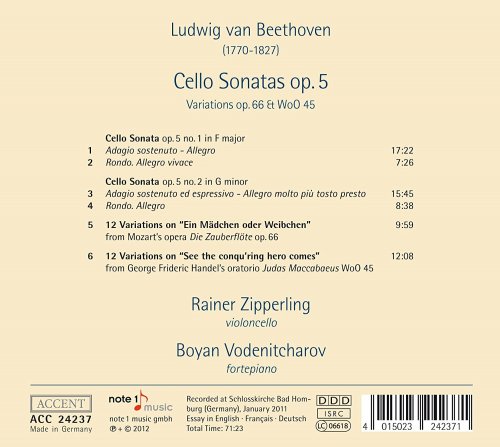 Rainer Zipperling, Boyan Vodenitcharov - Beethoven: Cello Sonatas Op. 5 (2012)