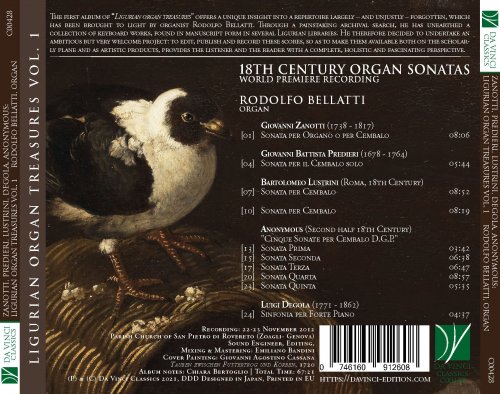 Rodolfo Bellatti - 18th Century Organ Sonatas - Ligurian Organ Treasures, Vol. 1 (World Premiere Recording) (2021)