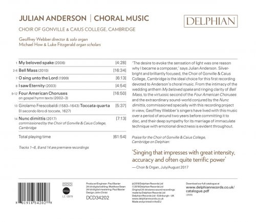 Choir of Gonville & Caius College, Cambridge & Geoffrey Webber - Julian Anderson: Choral Music (2018) [Hi-Res]