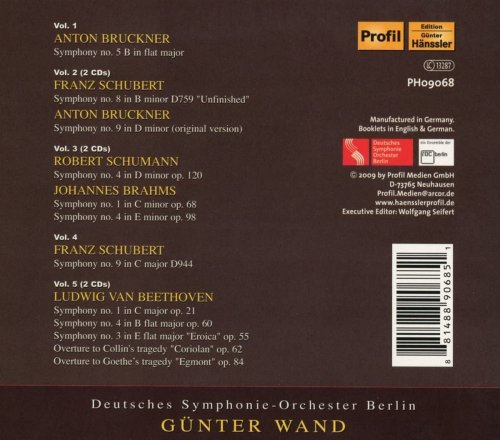 Deutsches Symphonie-Orchester Berlin, Günter Wand - Orchestral Music - BEETHOVEN, L. van / SCHUBERT, F. / SCHUMANN, R. / BRAHMS, J. / BRUCKNER, A. (Berlin Deutsches Symphony, Wand) (2009)