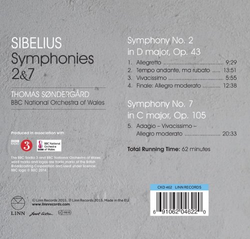 Thomas Sondergard, BBC National Orchestra of Wales - Jean Sibelius: Symphonies 2, 7 (2014) [SACD]