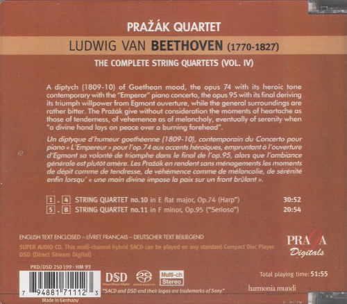 Prazak Quartet - Beethoven: String Quartets, Vol. 4 (2004) [SACD]