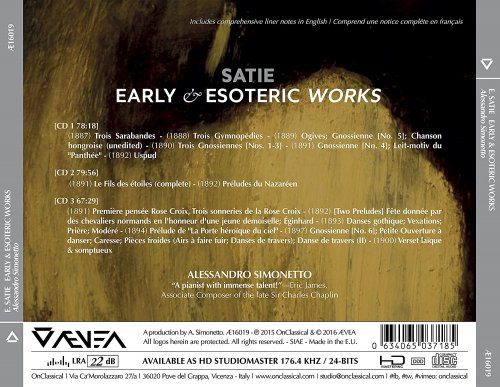 Alessandro Simonetto - Erik Satie: Early & Esoteric Works (2016) [Hi-Res]