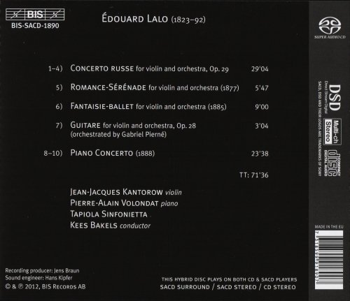 Jean-Jacques Kantorow, Pierre-Alain Volondat, Kees Bakels - Lalo: Concert russe, Piano Concerto (2012) CD-Rip