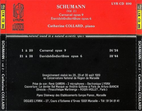 Catherine Collard - Schumann: Carnaval Op. 9 & Davidsbundlertanze Op. 6 (1991)