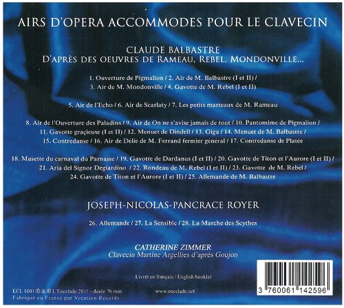 Catherine Zimmer - Rameau - Balbastre - Royer: Airs d’opéra accommodés pour le clavecin (2015) [Hi-Res]
