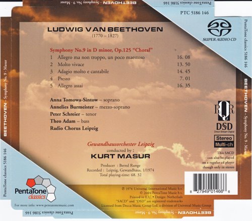 Kurt Masur, Gewandhausorchester Leipzig - Beethoven: Symphony No. 9 (1974) [2004 SACD]