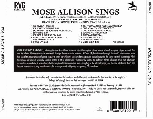 Mose Allison - Mose Allison Sings (1959){RVG Remasters} 320 kbps+CD Rip