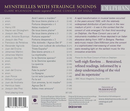 Clare Wilkinson & Rose Consort Of Viols - Mynstrelles with Straunge Sounds: The Earliest Consort Music for Viols (2015) [Hi-Res]