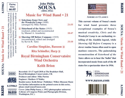 Royal Birmingham Conservatoire Wind Orchestra, Keith Brion - Sousa: Music for Wind Band, Vol. 21 (2021) [Hi-Res]