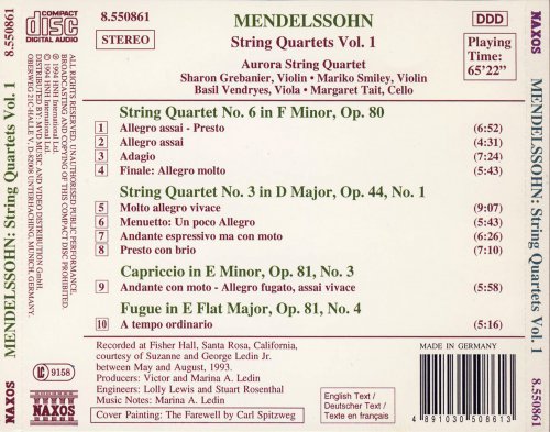 Aurora String Quartet - Mendelssohn: String Quartets Vol. 1 (1994)