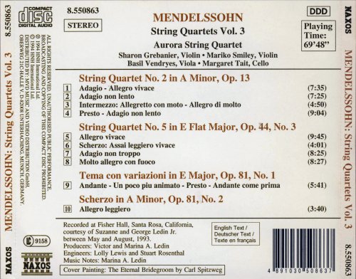 Aurora String Quartet - Mendelssohn: String Quartets, Vol. 3 (1994)