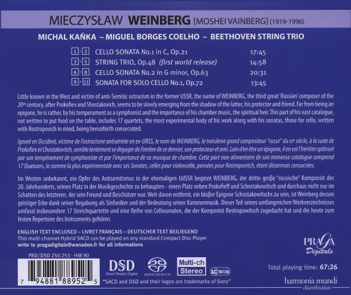 Michal Kanka, Miguel Borges Coelho, Beethoven String Trio - Weinberg: Cello Sonata No. 1 in C Op. 21, Cello Sonata No. 2 in G minor Op. 63, String Trio Op. 48 (2011) [SACD]