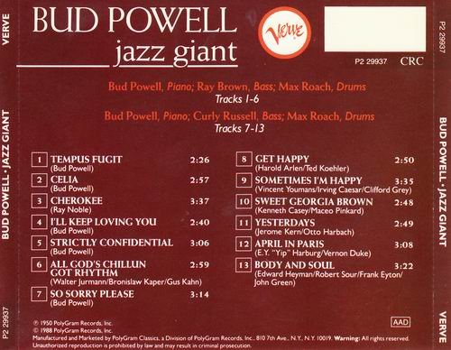 Bud Powell - Jazz Giant (1950) CD Rip