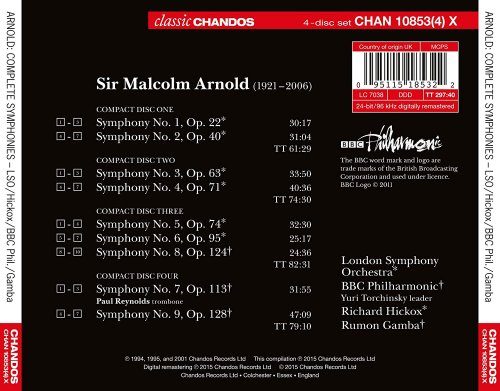 London Symphony Orchestra, BBC Philharmonic, Rumon Gamba, Richard Hickox - Arnold: The Complete Symphonies (2015)