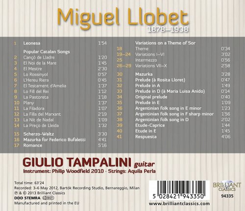 Giulio Tampalini - Llobet: Complete Guitar Music (2013)