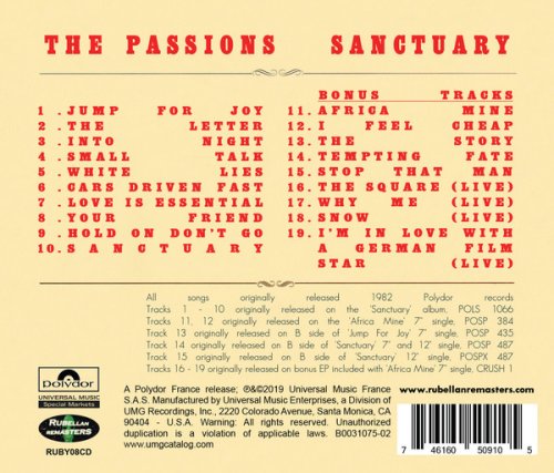 The Passions - Sanctuary (Reissue) (1982/2019)