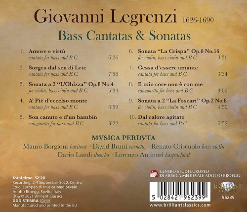 Mauro Borgioni, Mvsica Perdvta, Borgioni Mauro, Brutti David & Criscuolo Renato - Legrenzi: Bass Cantatas and Sonatas (2021)