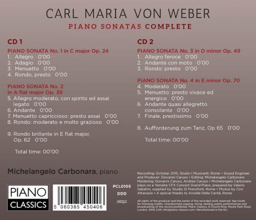 Michelangelo Carbonara - Weber: Piano Sonatas (Complete) (2016)