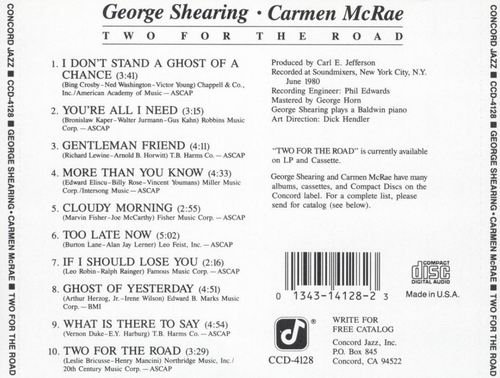 Carmen McRae & George Shearing - Two For The Road (1980) CD Rip