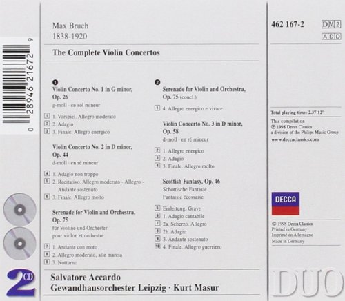 Salvatore Accardo, Gewandhausorchester Leipzig, Kurt Masur, Max Bruch - Bruch: The Complete Violin Concertos (1998)