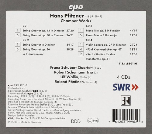 Ulf Wallin, Roland Pöntinen, Franz Schubert Quartett, Robert Schumann Trio - Pfitzner: Chamber Works (2003)