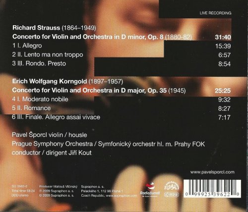 Pavel Šporcl, Prague Symphony Orchestra, Jiří Kout - Strauss, Korngold: Violin Concertos (2009) CD-Rip