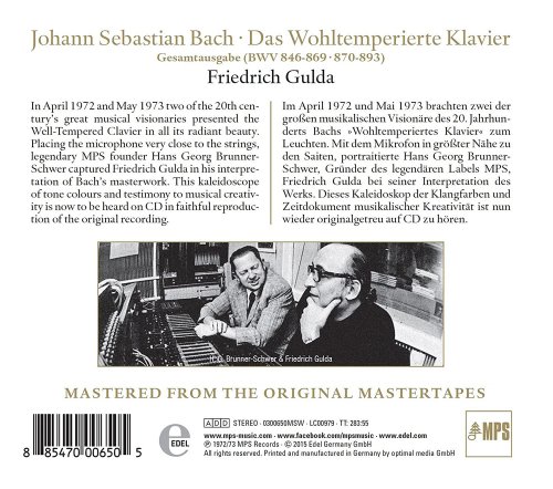 Friedrich Gulda - Bach: Das wohltemperierte Klavier (Gesamtausgabe BWV 846-869, 870-893) (2015) [Hi-Res 4bits - 192.0kHz]