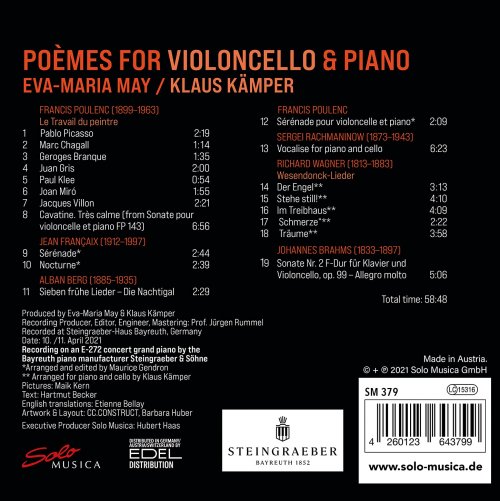 Eva-Maria May & Klaus Kämper - Poèmes for Violoncello & Piano (2021) [Hi-Res]