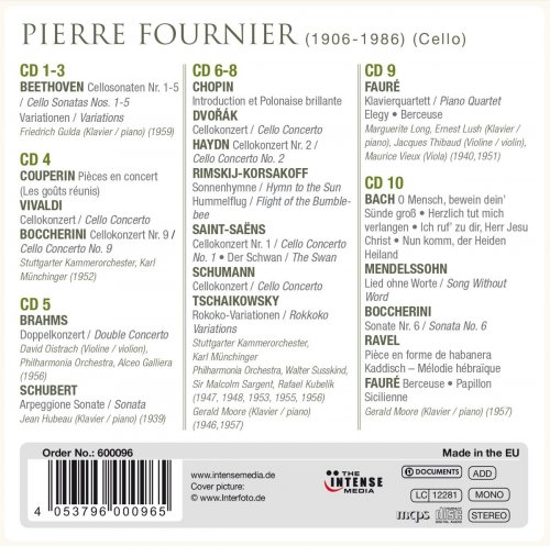 Pierre Fournier & Gerald Moore - Masterpieces for Cello, Vol. 1-10 (2014)