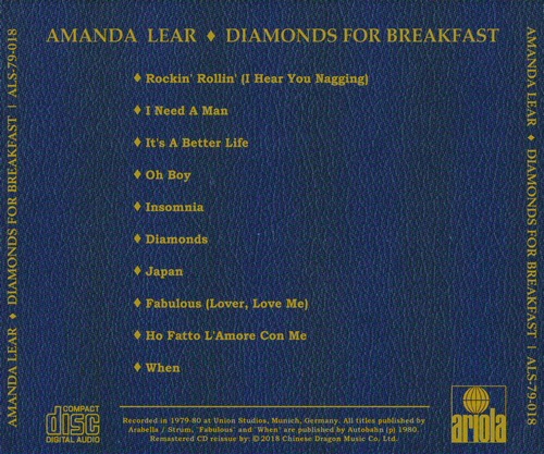 Amanda Lear - Diamonds For Breakfast (1980 Reissue) (2018) CD-Rip