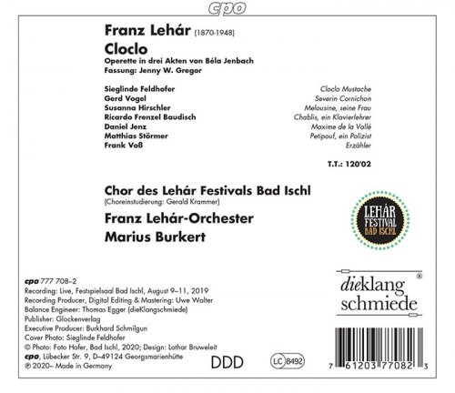 Franz Lehar Orchestra, Daniel Jenz, Gerd Vogel, Marius Burkert - Lehár: Cloclo (Live) (2020)
