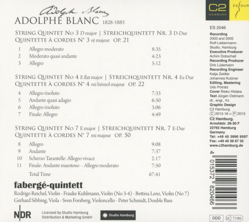 fabergé-quintett - Adolphe Blanc: String Quintets No. 3, 4 & 7 (2014) [Hi-Res]