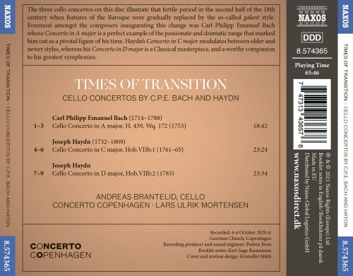 Andreas Brantelid, Concerto Copenhagen & Lars Ulrik Mortensen - Times of Transition: Cello Concertos by C.P.E. Bach & Haydn (2021) [Hi-Res]