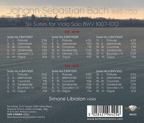 Simone Libralon - J.S. Bach: Six Suites for Viola Solo BWV 1007-1012 (2021) [Hi-Res]