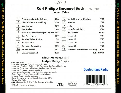 Klaus Mertens, Ludger Remy - C.P.E.Bach: Lieder & Odes (1999)