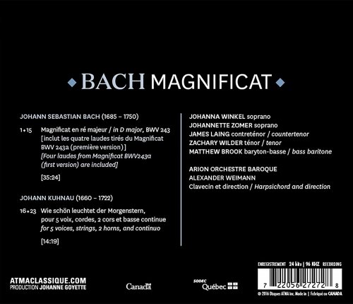 Alexander Weimann, Arion Orchestre Baroque - Bach: Magnificat in D Major, BWV 243 - Kuhnau: Wie schön leuchtet der Morgenstern (2016) [Hi-Res]